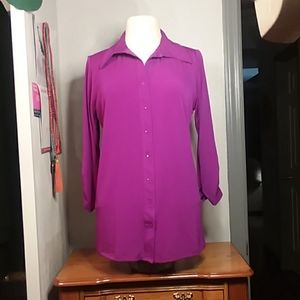 IMAN Button Front Blouse